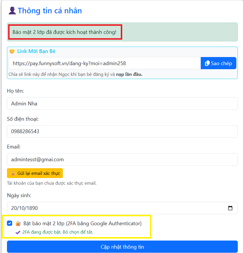Hướng dẫn bật bảo mật xác minh 2 lớp 2FA giúp tài khoản an toàn hơn
