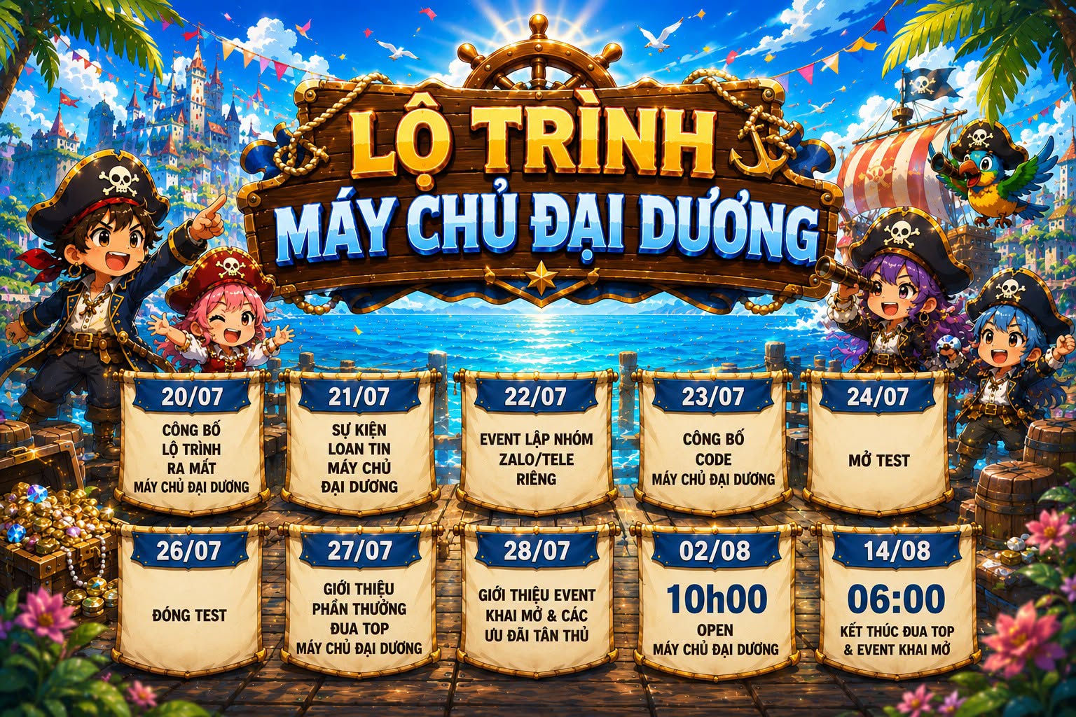 Máy Chủ Đại Dương sắp ra mắt sẵn sàng cho hành trình mới tại Làng Hải Tặc