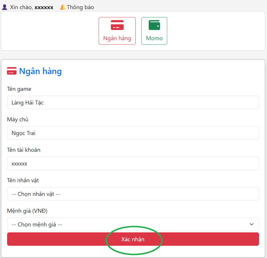 Hướng dẫn nạp game Làng Hải Tặc siêu tốc
